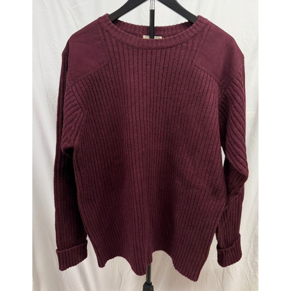 LL Bean Vintage Men's XXL 100% Merino Wool Burgundy Ribbed Knit Crewneck Sweater